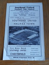 Southend United v Halifax Town.  26th December,  1960. Third Division.
