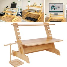 Bamboo Desk Riser Office Shelf