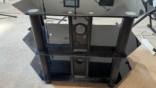 Black glass stand 80cm - black, tv