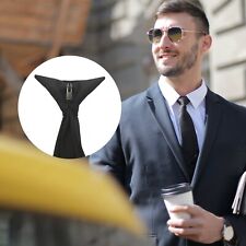 Glossy Clip On Tie Doorman Bouncer Wedding Security Thinly Self Striped Black