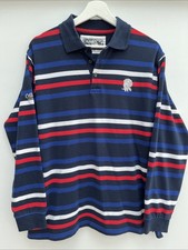 England Rugby Shirt Cotton Traders Long Sleeve Striped Polo Mens Medium M