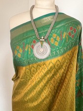 Mustard green two tone Bollywood Party ??Wedding Saree sari fabric material