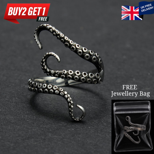 Vintage gothic octopus ring - vintage,