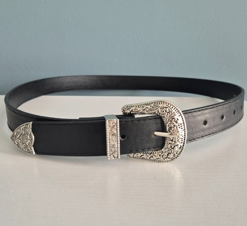 Western black cowboy belt - black,