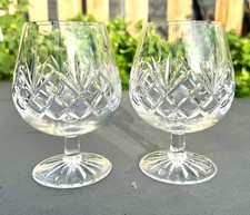 Pair of Edinburgh Crystal Glass TAY Pattern Brandy Glasses - Excellent Condition