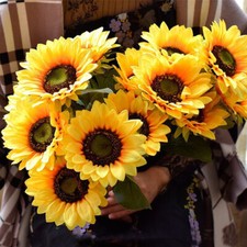 Artificial Sunflowers Bouquet Fake Silk Flowers Large Home Office Party Decor