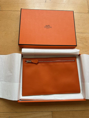 Hermes new orange pouch wallet - hermes,