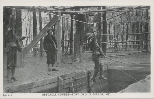 Postcard military obstacle - postcard,