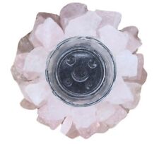 Rose Quartz - Handcrafted Crystal Candle Holder - Genuine Crystals