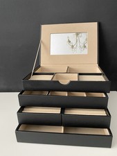 Stackers Style Black Faux (?) Leather Jewellery Box ... 5 Trays