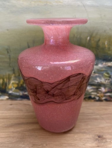 Mdina glass vase pink grey - mdina?,