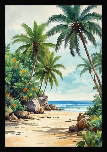 Serene tropical beach framed - serene,