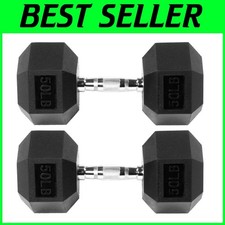 Sporzon! 50lb Rubber Dumbbells