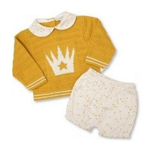 Baby Boy Knitted Outfit Romany Spanish Jumper & Jam Pants Set Golden Crown NB-9M
