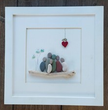 Family pebble art picture