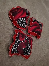 Red Rose Flowers Heart Square Shaped Pillow Cushions 3pcs Set