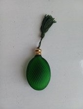 Vintage Miniature Green Glass Scent Bottle w/ Tassle BU