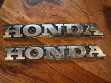 Pair Vintage Honda Emblems Badges 16.4cm Curved Metal Motorcycle Car