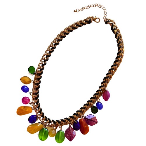Vintage glass beaded necklace - beaded,