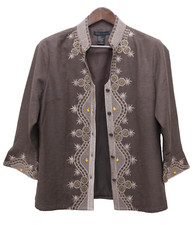 Vintage Pure Silk Embroidered Blazer Jacket Size L 16 UK Anne Carson VGC