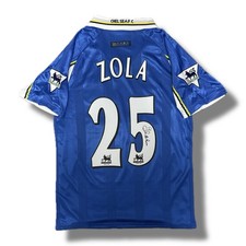 Signed ZOLA Retro Chelsea Football Home Shirt Memorabilia - COA & Photo Proof