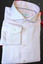 Eton Pink Pinstripe Shirt 16” Collar 23x30 Contemporary Fit. Cut Away Collar.