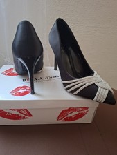 woman black and silver arnament Evening shoes Pointed Toe  size 39 