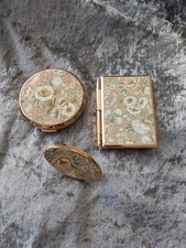 Vintage Stratton 3 Piece Set. Compact, Lipstick Holder, Notebook Holder And Pen