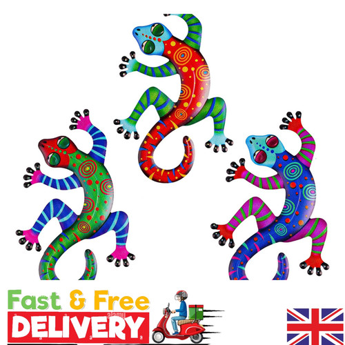 Metal gecko wall decor 3pcs - decor,,