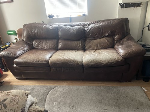 Brown leather seater sofa - leather,