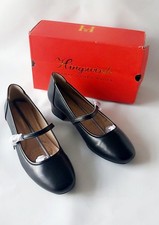 Hingswink Mary Jane Block Heel Shoes UK6/ EU39 Black Strap Buckle New See Descri