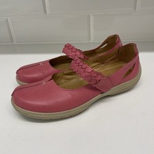 Hotter Shake Pink Leather Mary Jane Touch Fasten Strap Shoes Comfort Flats UK 5