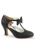Pin Up Couture FLAPPER-11 Black PU Kitten Heel Round Toe Shoe UK9