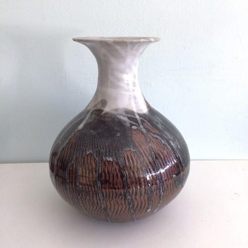 Studio pottery vase brown - pottery,