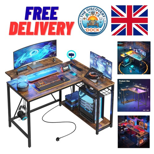 106 5cm shaped desk - 106.5cm, led