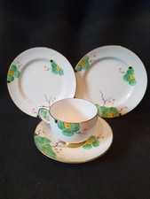 Paragon China Art Deco Teacup, Saucer & Two Side Plates, Hand Painred, c1920