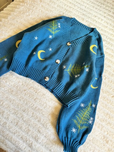 Blue moon stars embroidery - moon&stars,