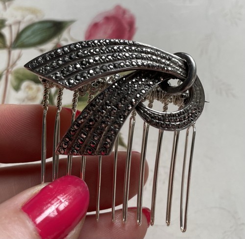 Art deco marcasite hair - marcasite, comb