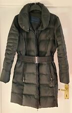 Zara Basic Black Quilted Belted Puffer Coat with Zip Pockets Size EU M