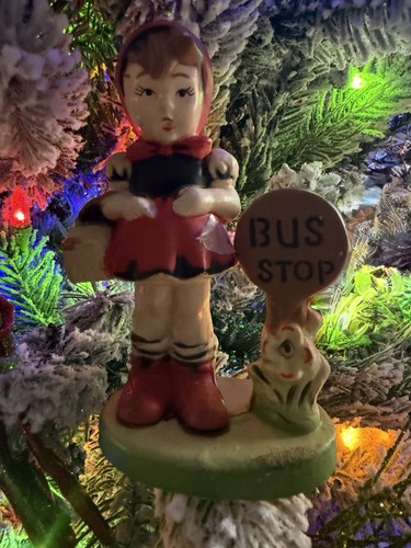 Vintage girl bus - vintage, stop