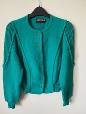 Vintage Geiger Made In Austria  Wool  Jacket cardigan Size 40 Uk10 Green