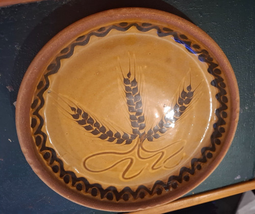 Handpainted stoneware dish - stoneware,