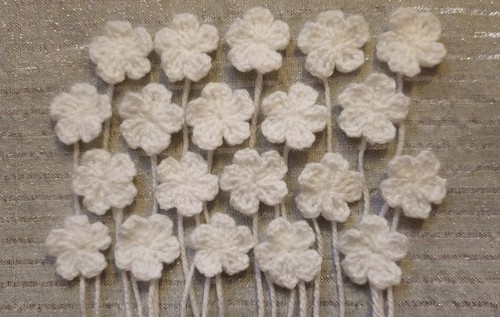 White hand crochet flower - white,