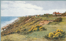 FRINTON CLIFFS AND BEACH FROM EAST {} A R QUINTON  SALMON SERIES POSTCARD #3754