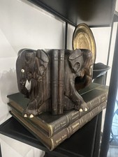 Antique Ebony heavy sturdy Elephant Book Ends