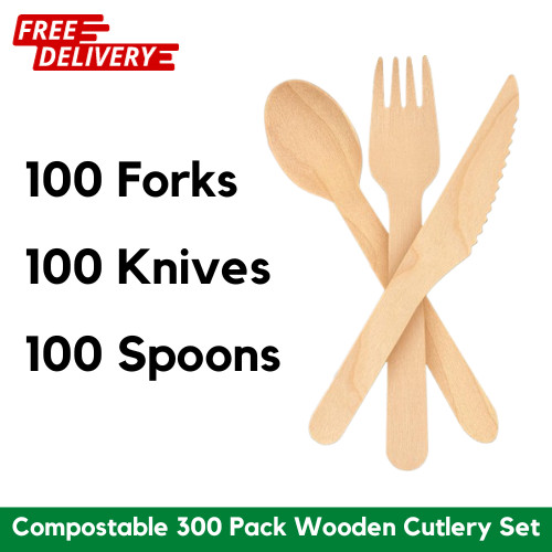 Disposable wooden cutlery - cutlery, set