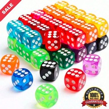 50 Pack Six-Sided Coloured Dice Spot 6 Colours D6 Dice Set 14 MM/0.55 INCH