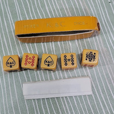 Vintage Butterscotch K&C Poker Dice Set in Yellow Leather Case Retro