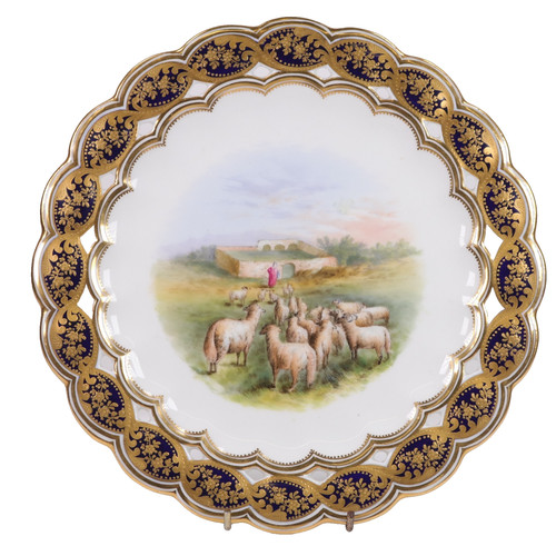 Coalport cabinet plate sheep - cabinet,