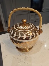 Sadler Vintage Gold Swirl Biscuit Barrel With Original Handle Very Good Cond